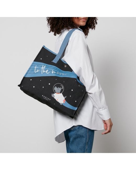 Radley Blue To The Moon And Back Again Large Cotton-canvas Tote Bag