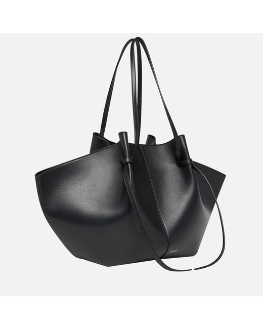 Yuzefi Black Large Mochi Leather Tote Bag