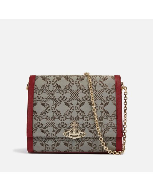 Vivienne Westwood Gray Lucy Medium Jacquard And Faux Leather Bag