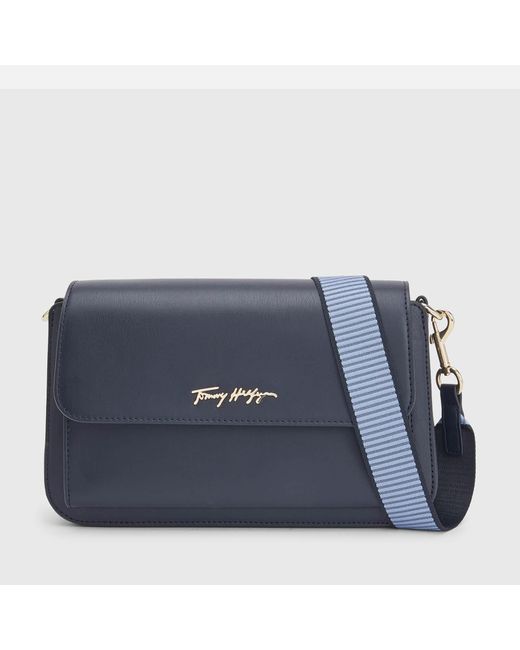 Tommy Hilfiger Blue Iconic Faux Leather Shoulder Bag