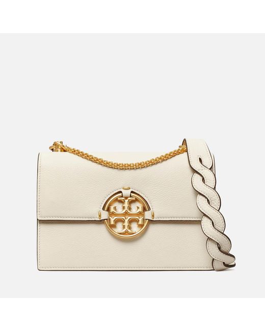 Tory Burch Leather Miller Small Flap Shoulder Bag in Natural - Lyst