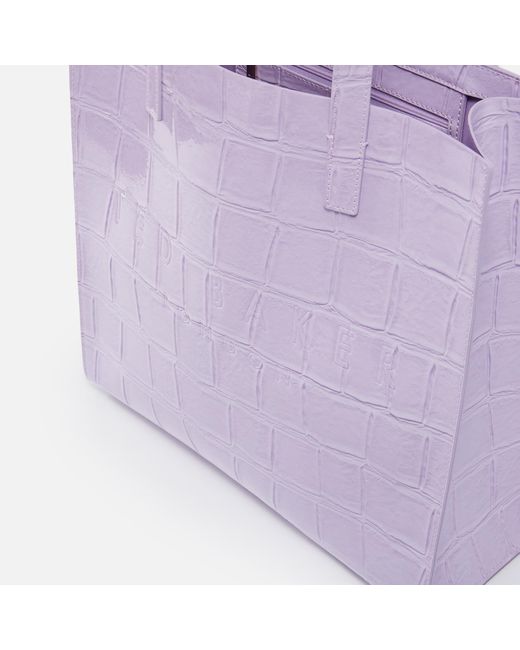 Ted Baker Purple Croccon Croc-embossed Faux Leather Large Icon Bag