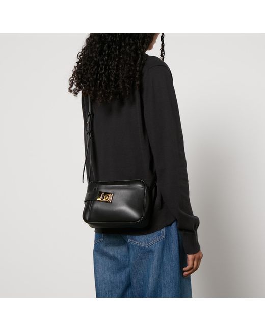 Ferragamo Black Audrey Croc-effect Faux Leather Bag