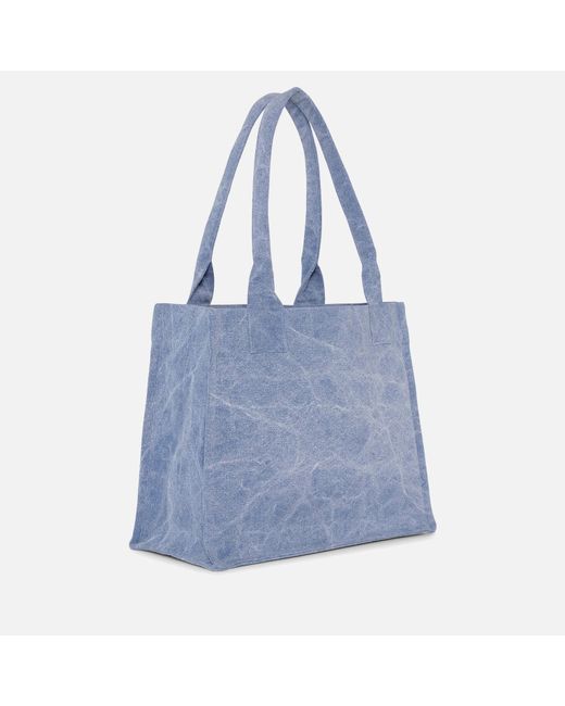 Ganni Blue Large Easy Canvas Tote Bag