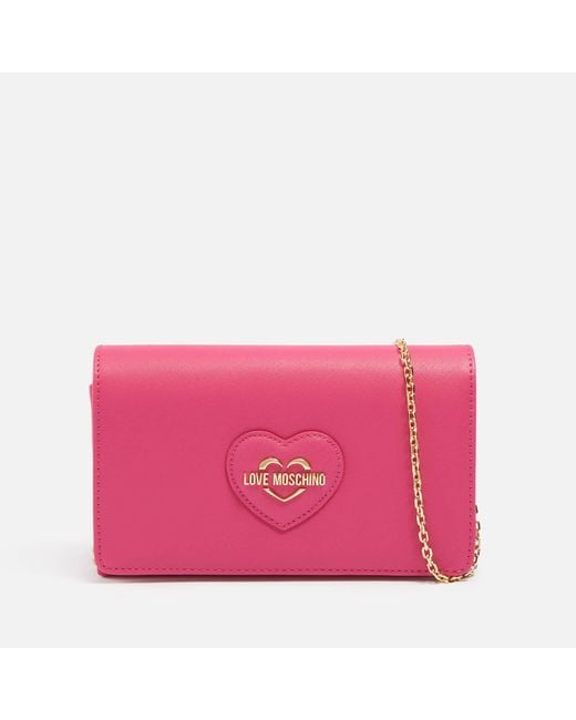 Love Moschino Pink Smart Faux Leather Crossbody Bag