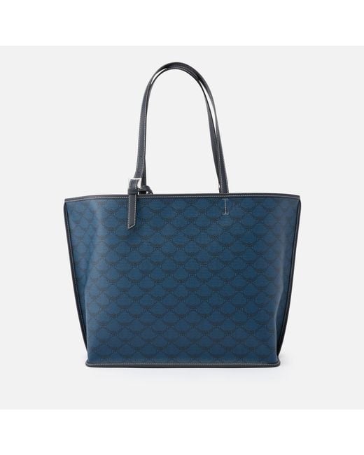 MCM Blue Himmel Canvas-coated Leather Medium Shopper Bag