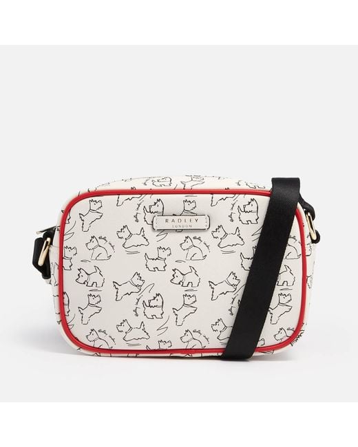 Radley Leather Sketch Street Small Ziptop Cross Body Bag in White