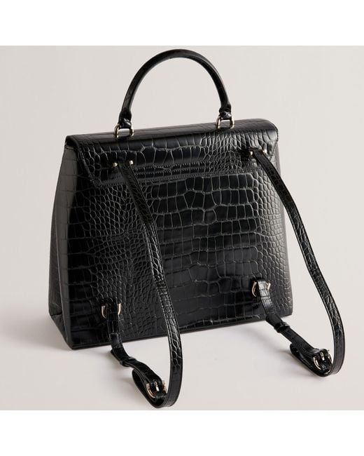 Ted Baker Black Aaliya Croc-effect Backpack