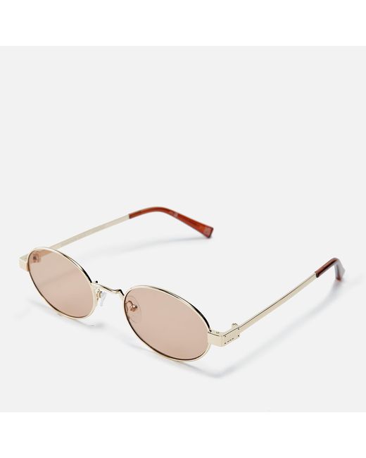 Le Specs Natural Poseidon Deux Oval-frame Gold-tone Sunglasses
