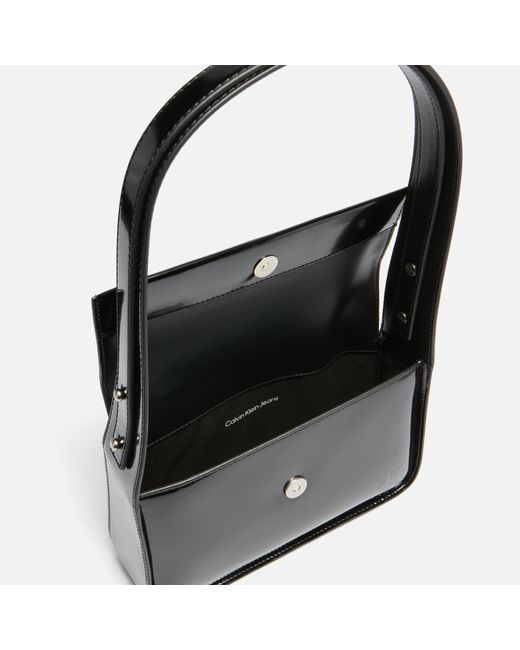 Calvin Klein Black Block Faux Patent-leather Shoulder Bag