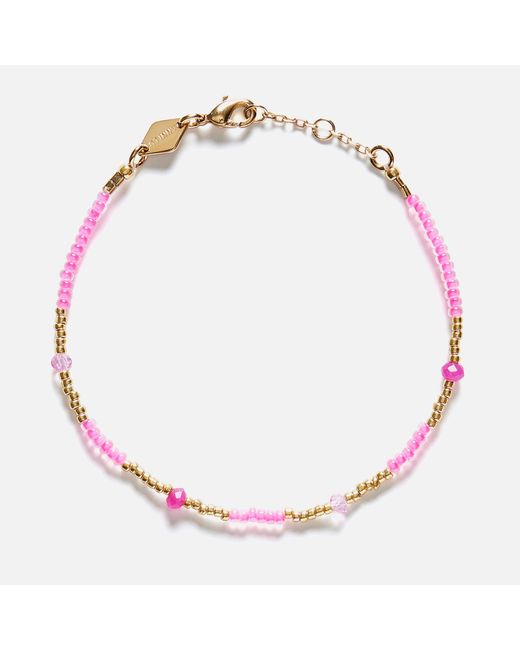 Anni Lu Pink Clemence 18-karat Gold Plated Bead Bracelet