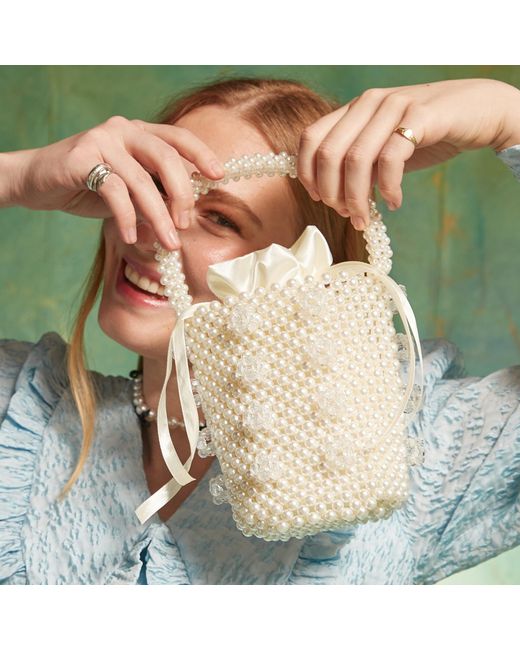 Sister Jane White Little Things Pearl-embellished Bag