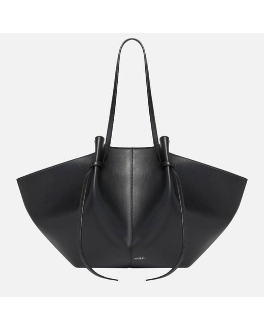Yuzefi Black Large Mochi Leather Tote Bag