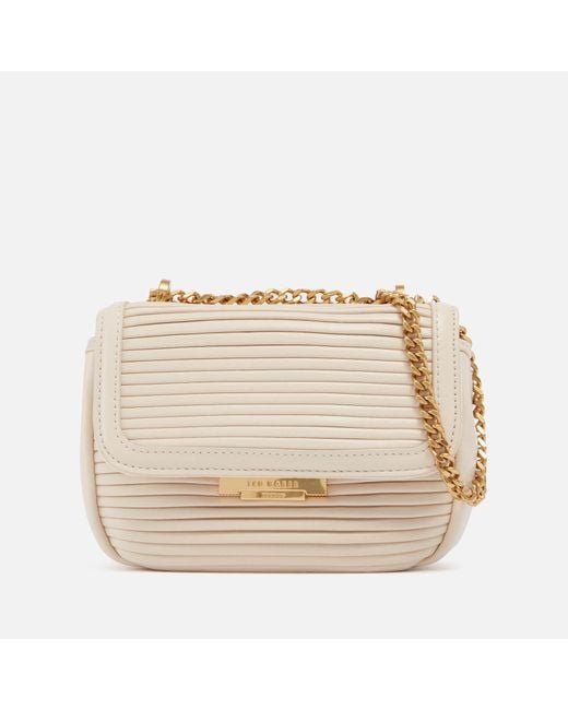 Ted Baker Natural Pyalily Plissé Faux Leather Crossbody Bag
