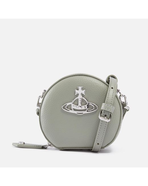 Vivienne Westwood Gray Mini Round Vegan Leather Crossbody Bag
