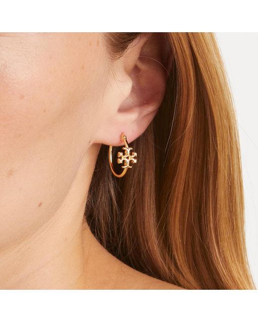 Tory Burch Metallic Small Eleanor Gold-tone Hoop Earrings