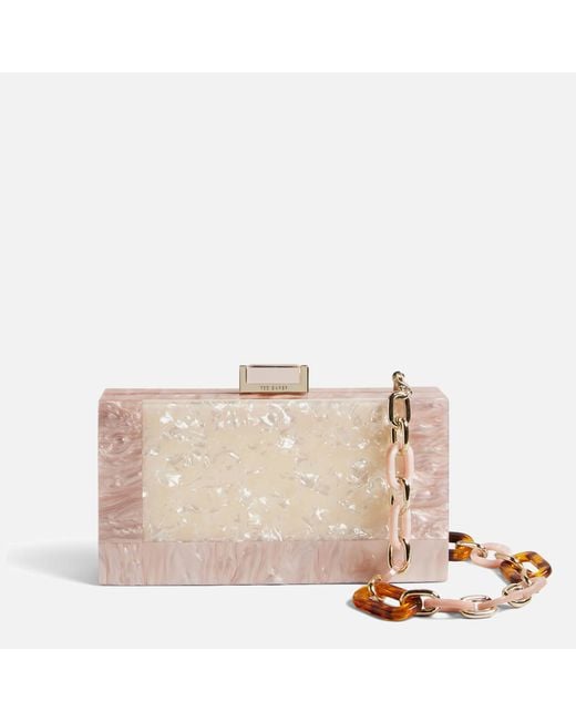 Ted Baker Plassie Perspex Box Clutch in Natural | Lyst