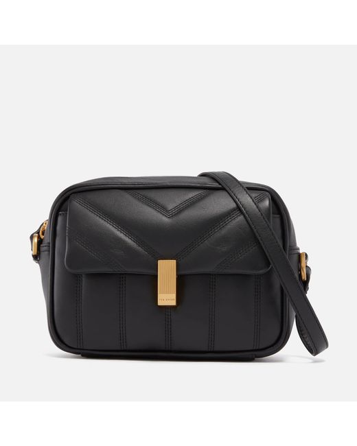 Ted Baker Black Ayalily Quilted Faux Leather Camera Bag