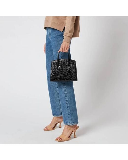 Little Liffner Black Minimal Croc Mini Tote Bag