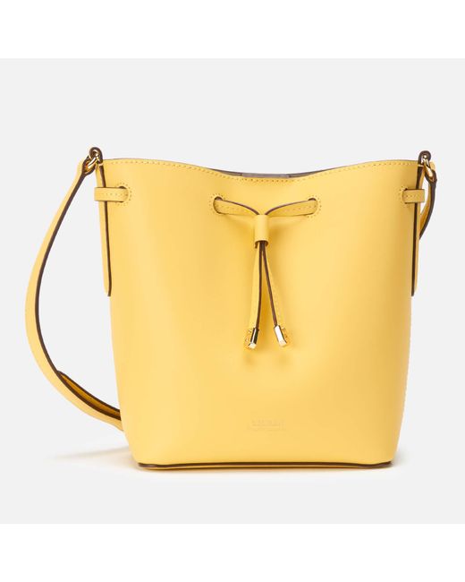 Lauren by Ralph Lauren Yellow Super Smooth Leather Debby Drawstring Bag