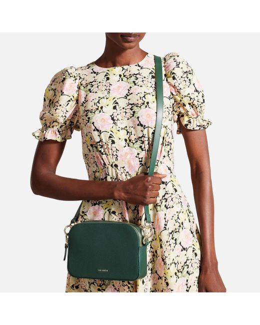 Ted Baker Darcelo Grained Leather Webbing Camera Bag in Green | Lyst