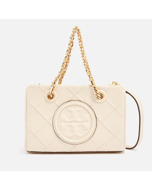 Tory Burch Natural Fleming Quilted Leather Tote Bag