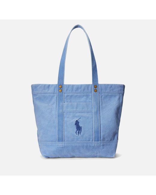 Polo Ralph Lauren Blue Logo Cotton-twill Tote Bag