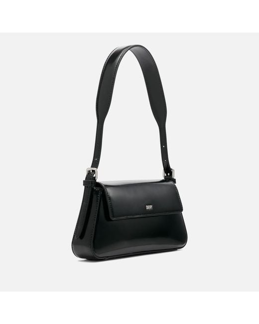 DKNY Black Suri Faux Patent Leather Shoulder Bag
