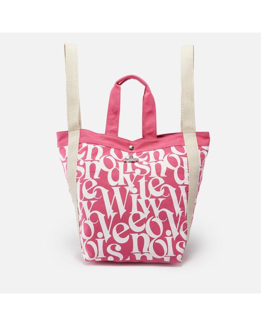 Vivienne Westwood Pink Worker Runner Logo-print Cotton-canvas Tote Bag