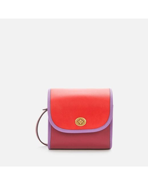 COACH Red Runway Coach Originals Colorblock Binding Turnlock Lunchbox Pouch