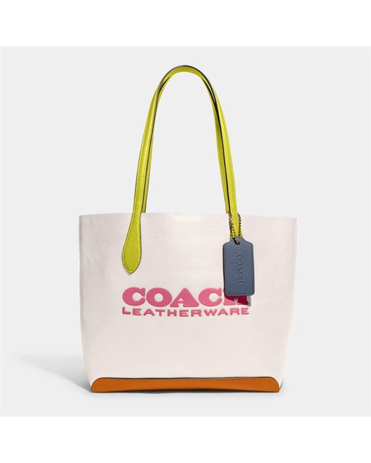 COACH Colorblock Leather Kia Tote Bag in Pink | Lyst UK