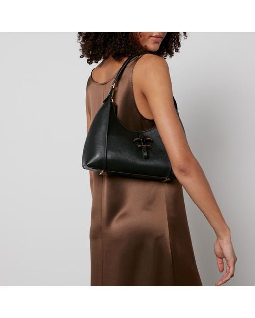 Tod's Black T Timeless Small Leather Hobo Bag