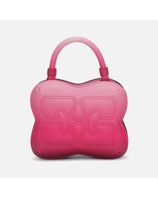 Ganni Pink Butterfly Small Gradient Padded Leather Crossbody Bag