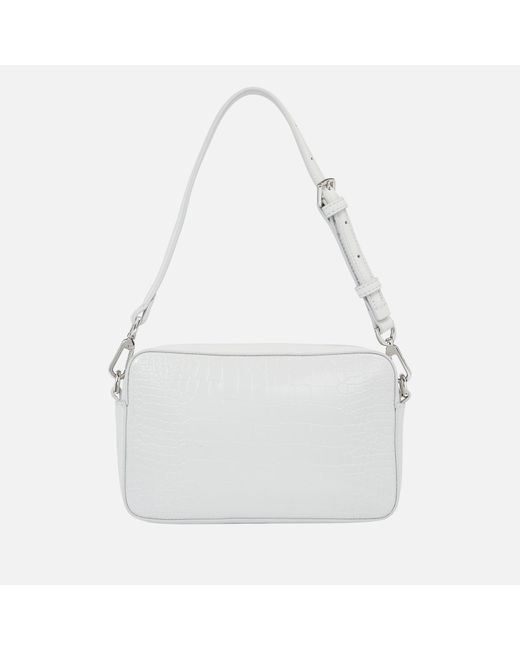 Calvin Klein White Ck Must Croc-embossed Faux Leather Camera Bag