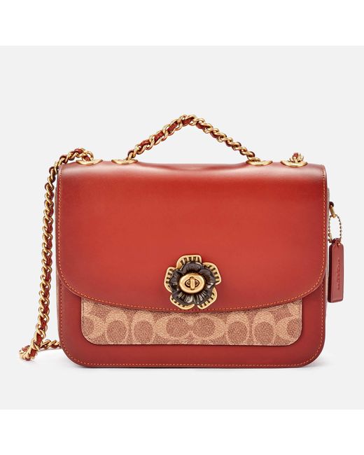 COACH Coated Canvas Signature Madison Bag in Red | Lyst Canada