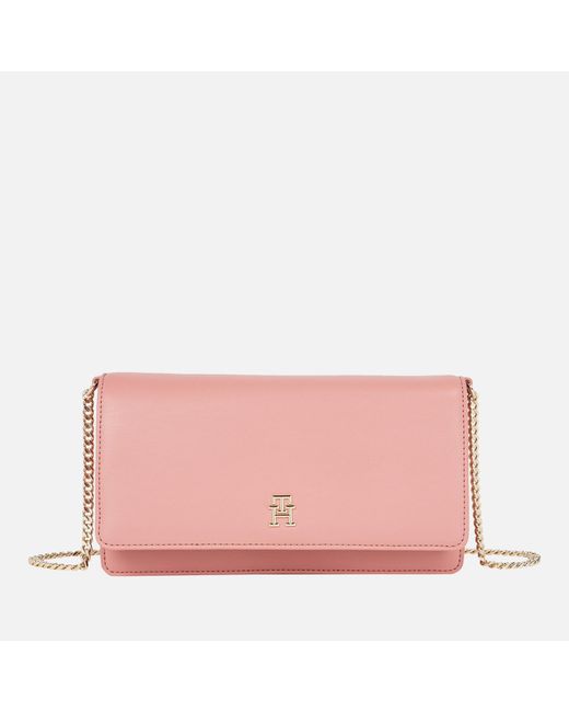 Tommy Hilfiger Pink Refined Chain Faux Leather Crossbody Bag