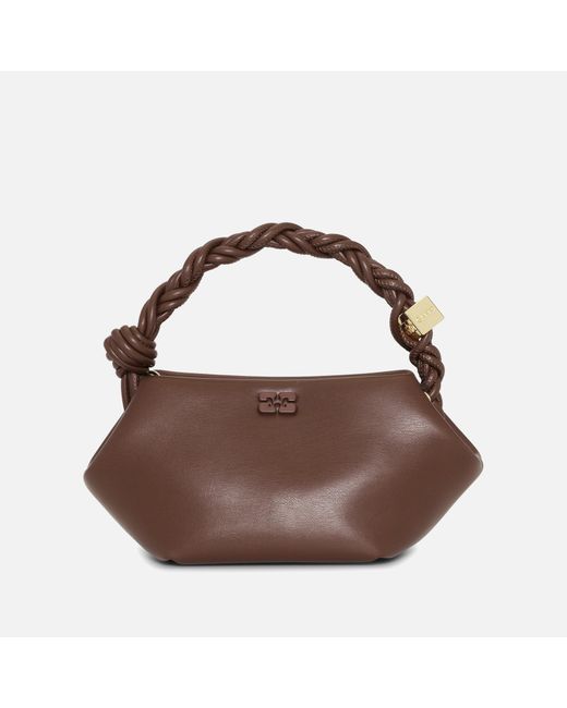 Ganni Brown Mini Bou Recycled Leather And Faux Leather Bag