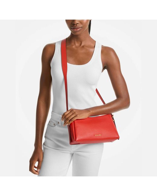 MICHAEL Michael Kors Red Moore Leather Pouchette Bag