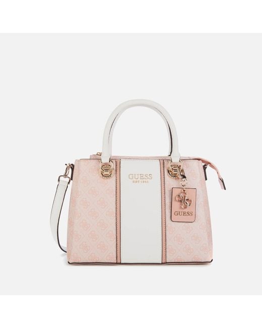 Guess Cathleen 3 Compartment Satchel in Pink