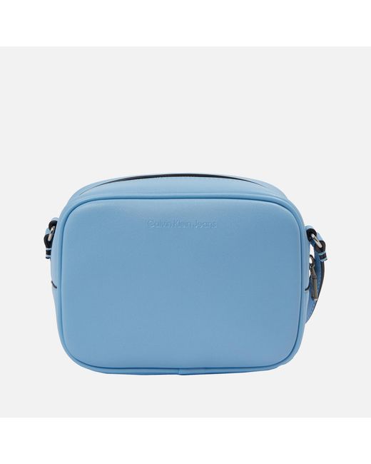 Calvin Klein Blue Sculpted Faux Leather Camera Bag