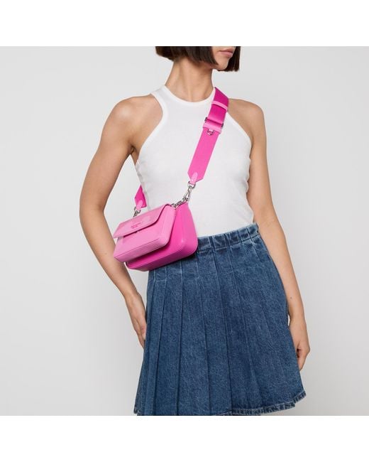 Kate Spade Pink Double Up Saffiano Leather Crossbody Bag