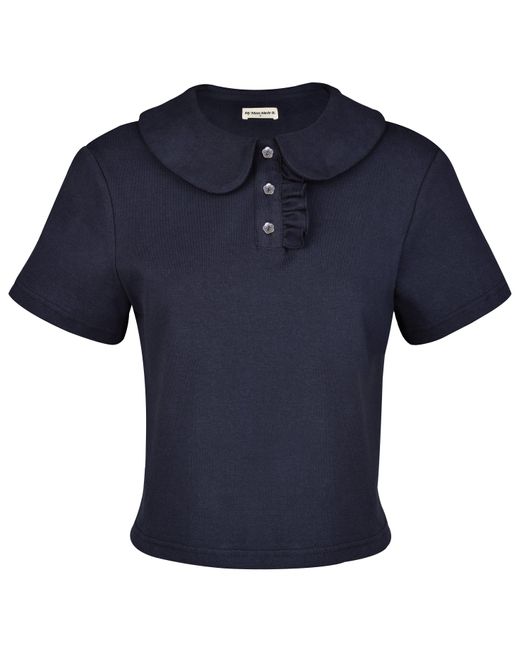 My Mum Made It ネイビー 丸襟 クロップ ポロシャツ S My Mum Made It Polo Top in Blue | Lyst