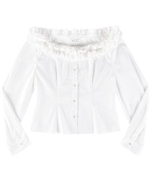 My Mum Made It White Ruffle Neck Corset Blouse