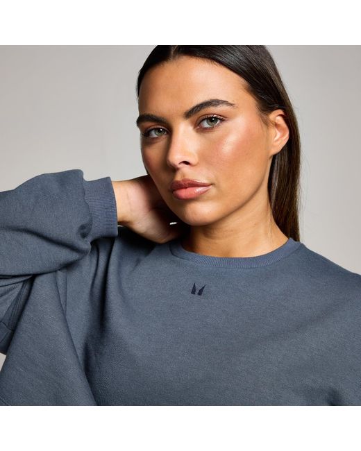 Mp Blue Teo Slouchy Cropped Long Sleeve Top