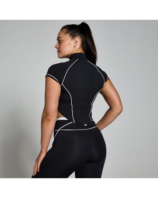 Mp Black Teo Contrast Piping 1/4 Zip Top