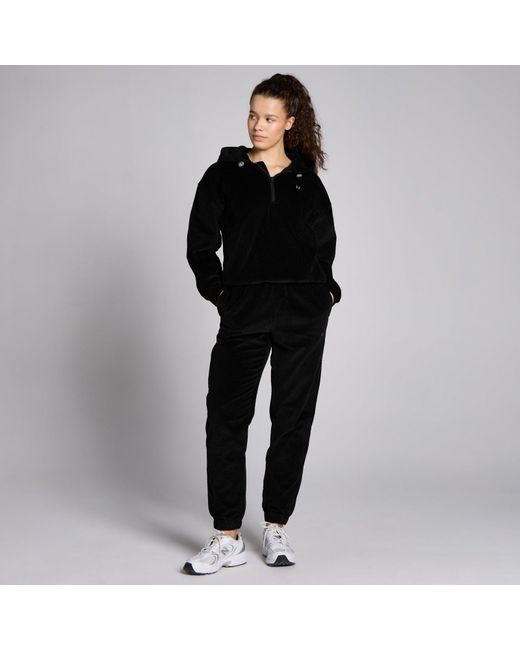 Mp Black Corduroy 1/4 Zip Hoodie