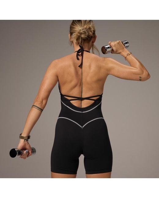 Mono Corto Con Cuello Halter En Contraste De X Tatiana Mp de color Black