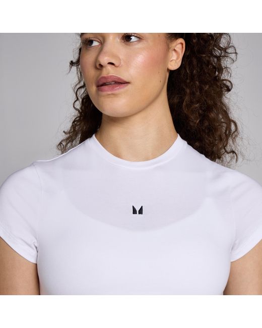 T-Shirt Crop A Maniche Corte Aderente Basics Da Donna di Mp in White