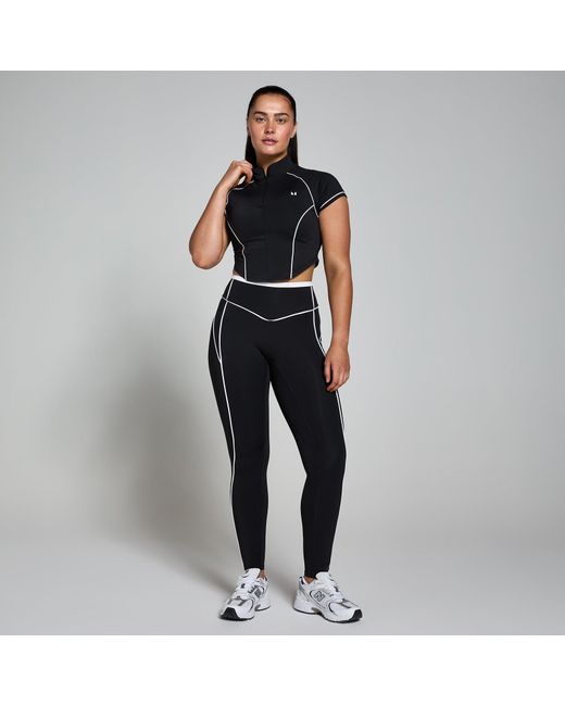 Mp Black Teo Contrast Piping 1/4 Zip Top