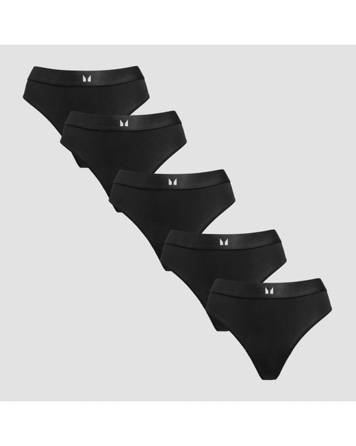 Mp Black Mid Rise Thong (5 Pack)